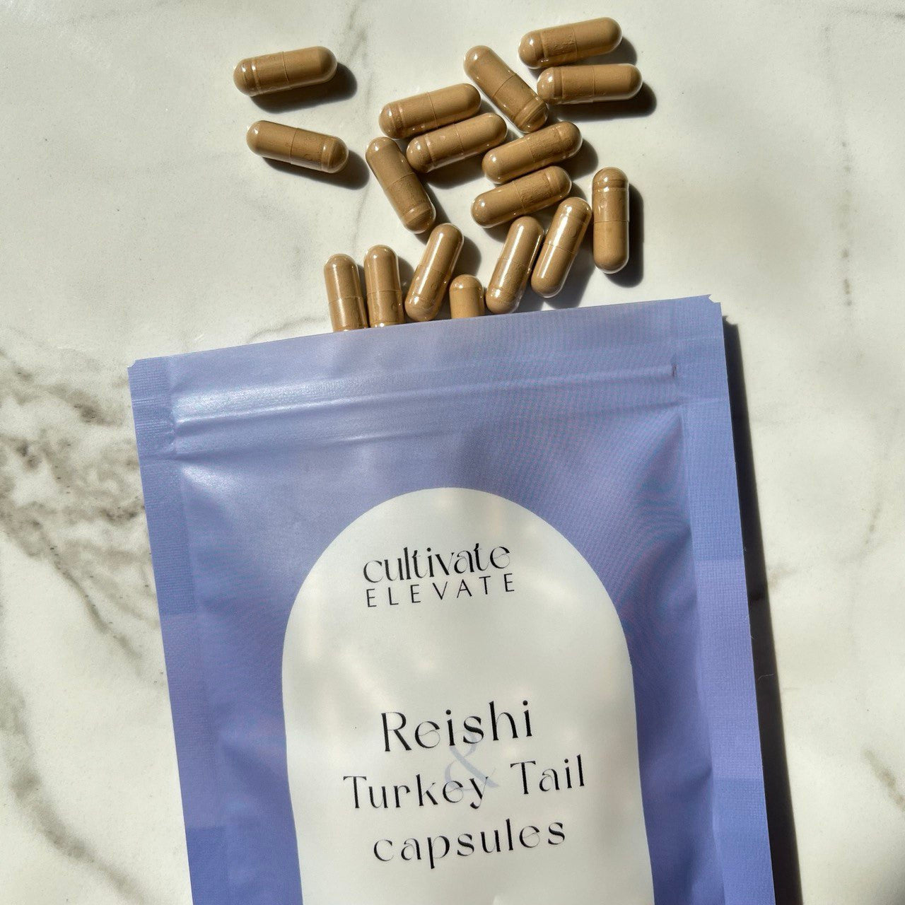 Cultivate Elevate Organic Reishi Turkey Tail Mushroom Capsules
