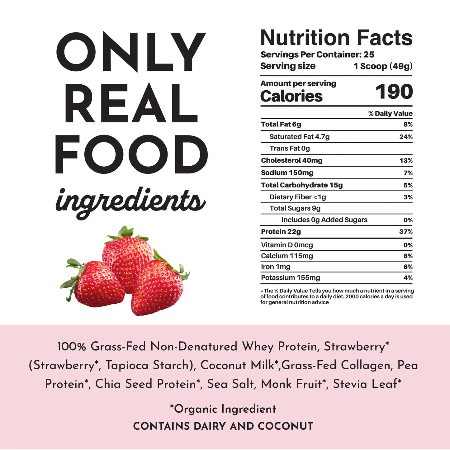 Just Ingredients Protein Powder (Strawberries and Cream)