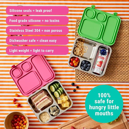 Elk and Friends Kids Stainless Steel Bento Box with Silicone Lid