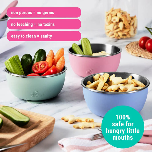 Elk and Friends Stainless Steel Bowls with Silicone Sleeve