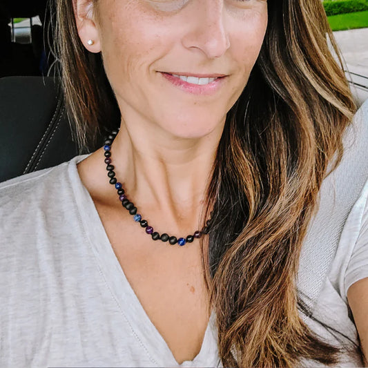 Baltic Essentials EMF Protection Shungite Baltic Amber Necklace Raw Cherry Lapis Amethyst