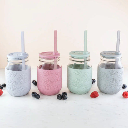 Elk and Friends 16 oz Mason Jar Cups with Silicone Lids + Silicone Straws