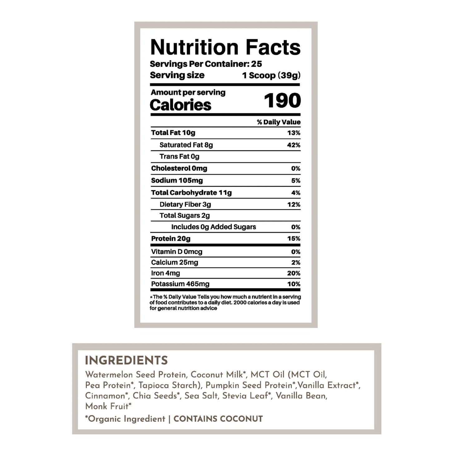 Just Ingredients VEGAN Protein Powder (Vanilla Bean)