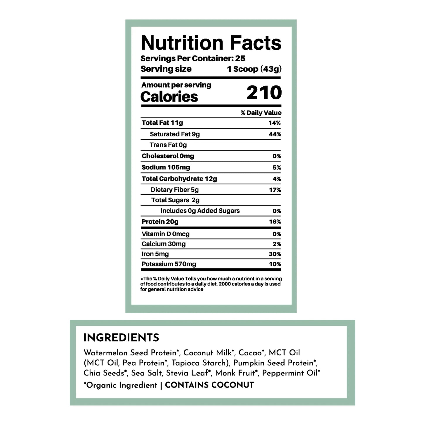 Just Ingredients VEGAN Protein Powder (Mint Chocolate)