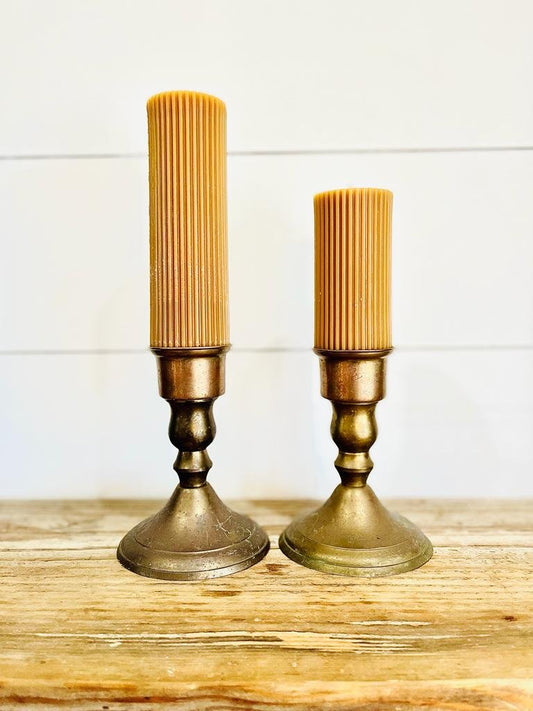 Bee Rooted Candle Company Ribbed Pillar Stick Candle