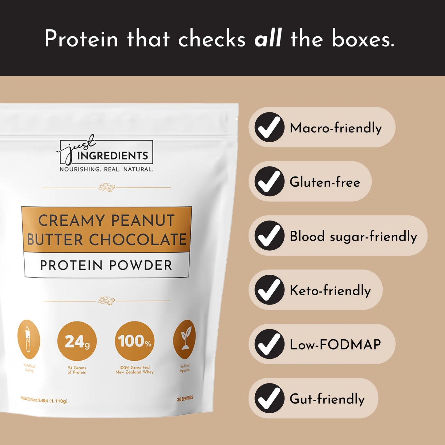 Just Ingredients Protein Powder (Creamy Peanut Butter Chocolate)