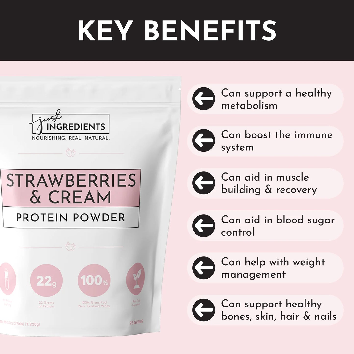 Just Ingredients Protein Powder (Strawberries and Cream)