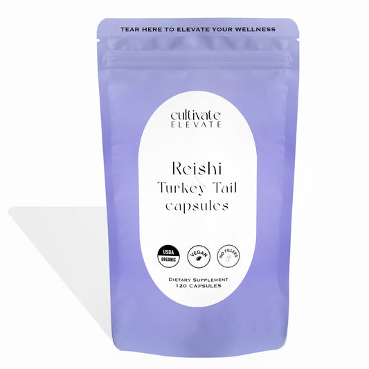 Cultivate Elevate | Reishi Turkey Tail Mushroom Capsules (Organic)