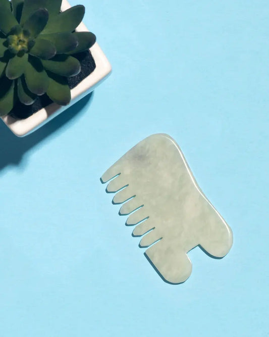 Earth Harbor | ISLAND JADE Gemstone Gua Sha + Massaging Comb - Essentiallydestinyy
