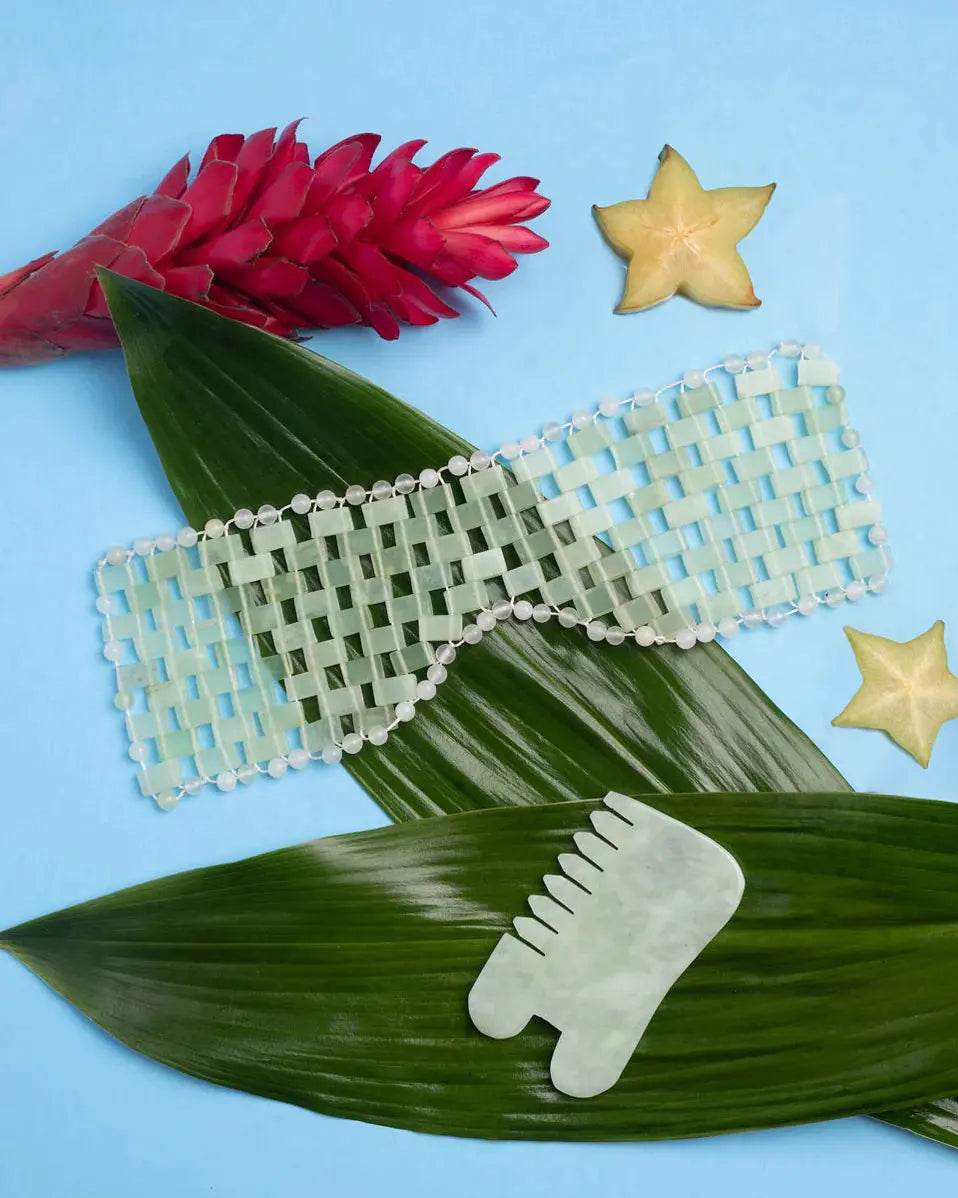 Earth Harbor | ISLAND JADE Gemstone Gua Sha + Massaging Comb - Essentiallydestinyy