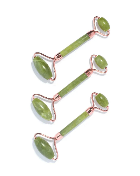 Earth Harbor | ISLAND JADE Rose Gold Gemstone Facial Roller - Essentiallydestinyy