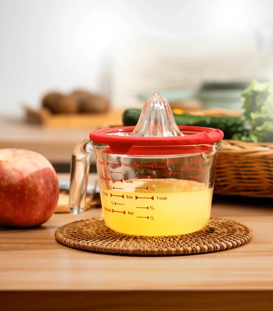 Genicook 2-in-1 Glass Citrus Juicer & Precision Measuring Cup - Essentiallydestinyy