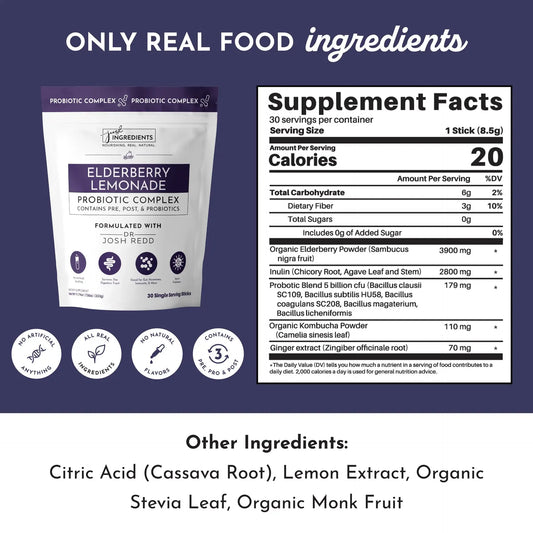 Just Ingredients Elderberry Lemonade 3-In-1 Probiotic Complex - Essentiallydestinyy