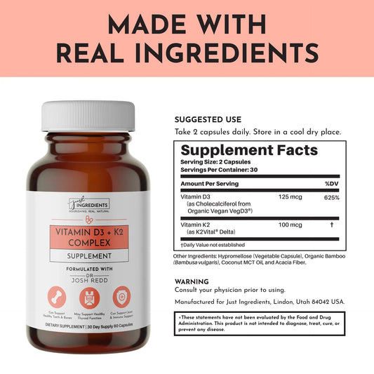 Just Ingredients Vitamin D3/K2 - Essentiallydestinyy