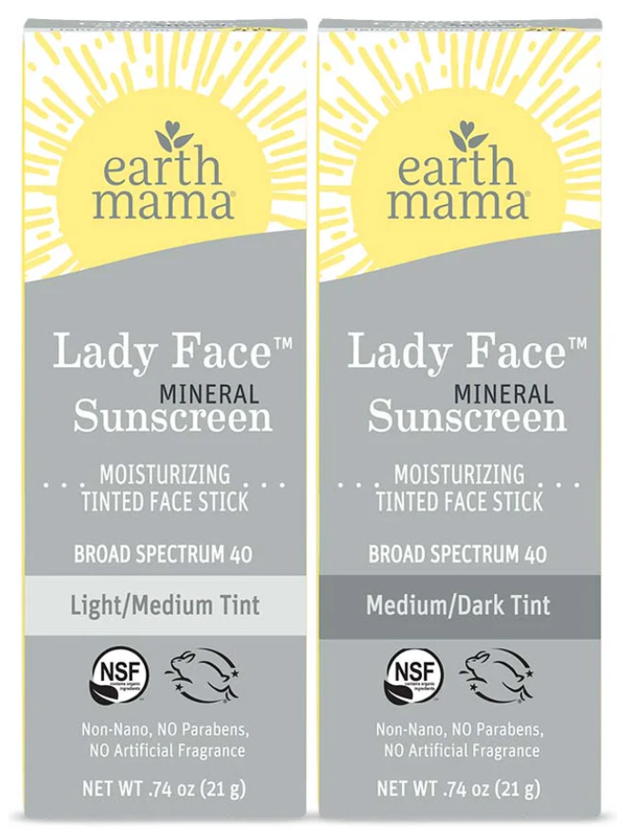 Earth Mama | Lady Face Tinted Mineral Sunscreen Stick (SPF 40)