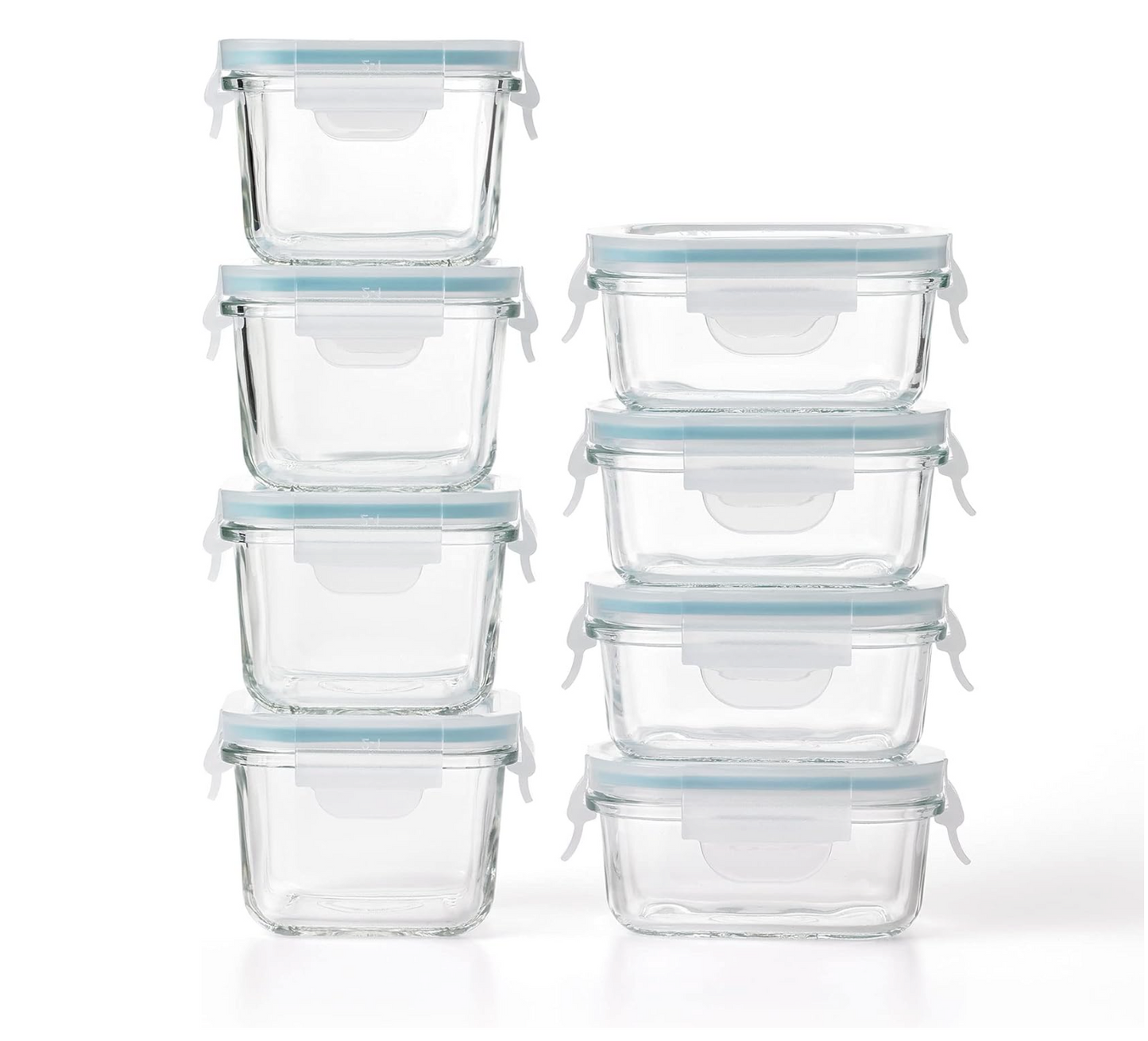Glasslock Mini Reusable Tempered Glass Food Storage 8pc Container Set