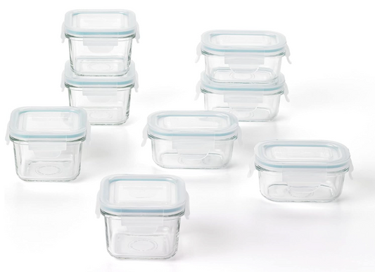 Glasslock Mini Reusable Tempered Glass Food Storage 8pc Container Set