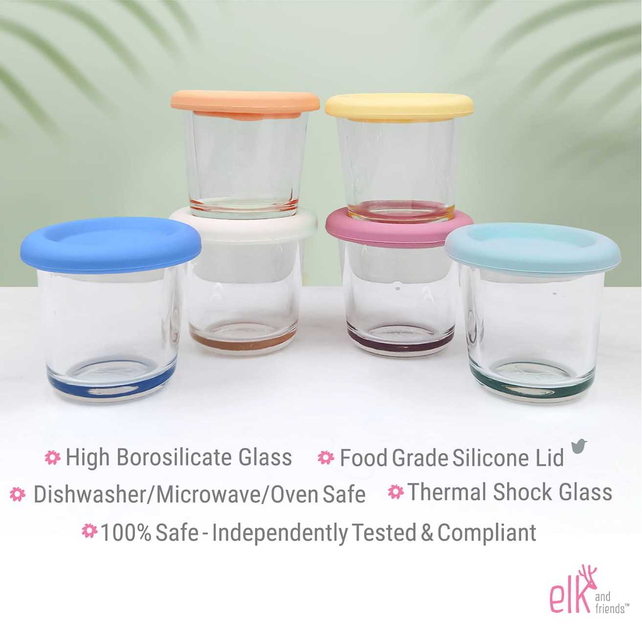 Elk and Friends Glass Baby Storage Containers 4oz