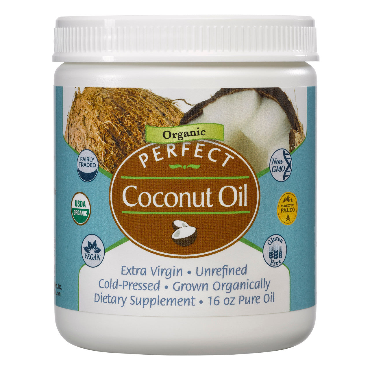 Perfect Supplements Organic, Extra-Virgin, Unrefined, Cold-Pressed Coconut Oil