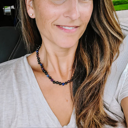 Baltic Essentials EMF Protection Shungite Baltic Amber Necklace Raw Cherry Lapis Amethyst