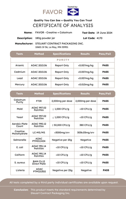 Favor Creatine Monohydrate + Colostrum