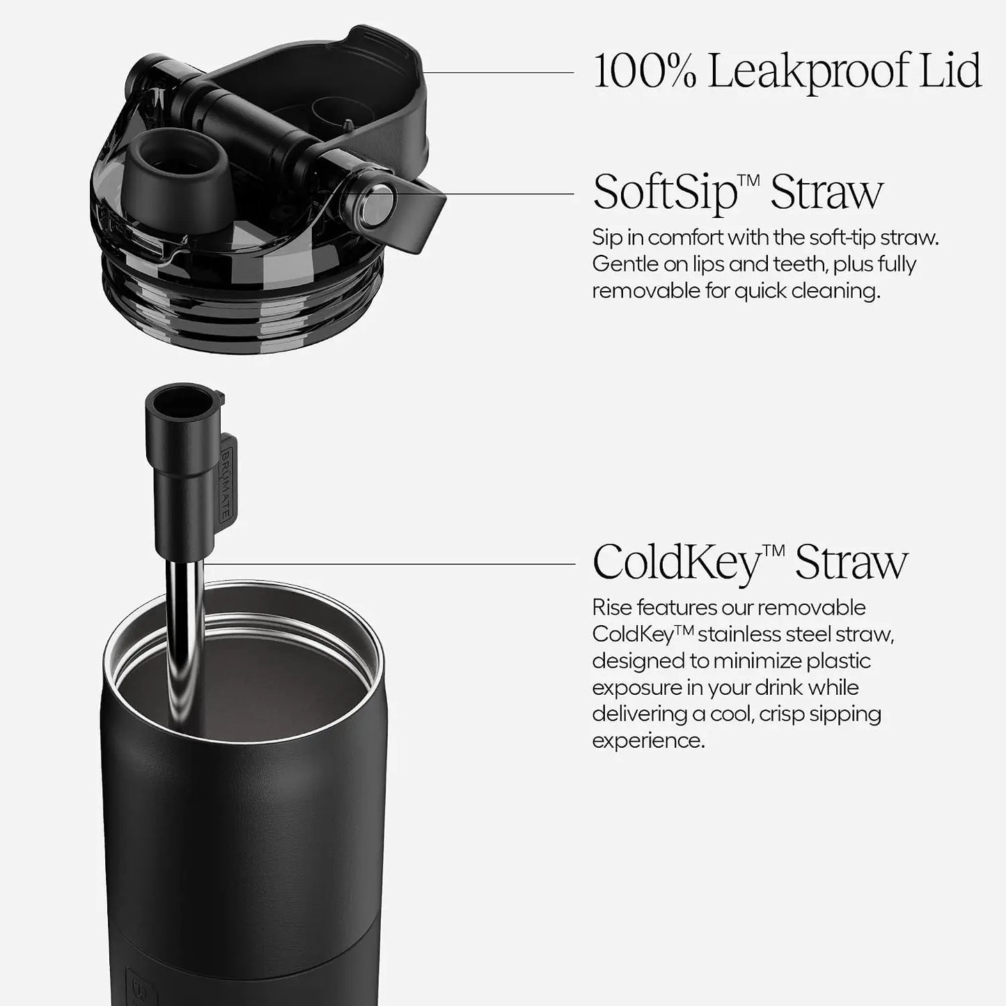 BrüMate | Rise 18oz Water Bottle with Covered Silicone Straw - Essentiallydestinyy