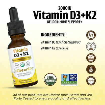Dr.GreenLife | Vitamin D3+K2 (2,000IU) - Essentiallydestinyy