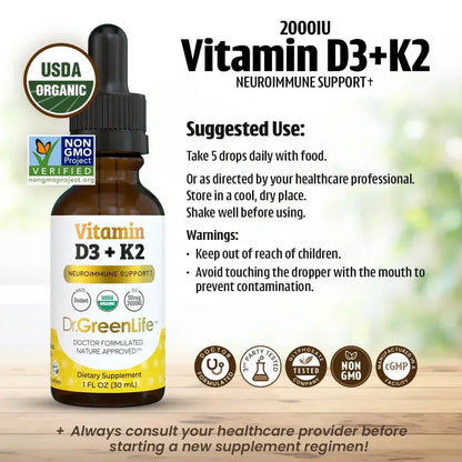 Dr.GreenLife | Vitamin D3+K2 (2,000IU) - Essentiallydestinyy