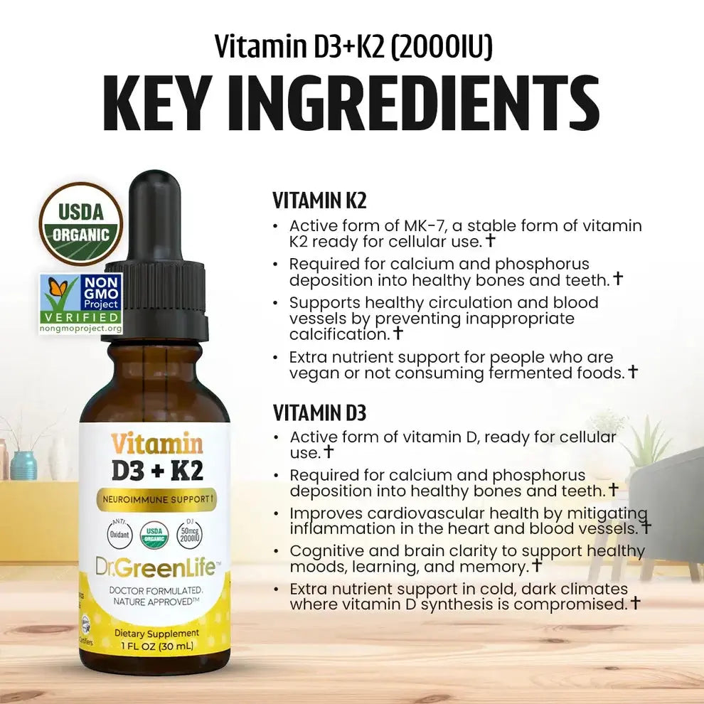 Dr.GreenLife | Vitamin D3+K2 (2,000IU) - Essentiallydestinyy