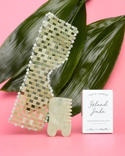 Earth Harbor | ISLAND JADE Gemstone Gua Sha + Massaging Comb - Essentiallydestinyy