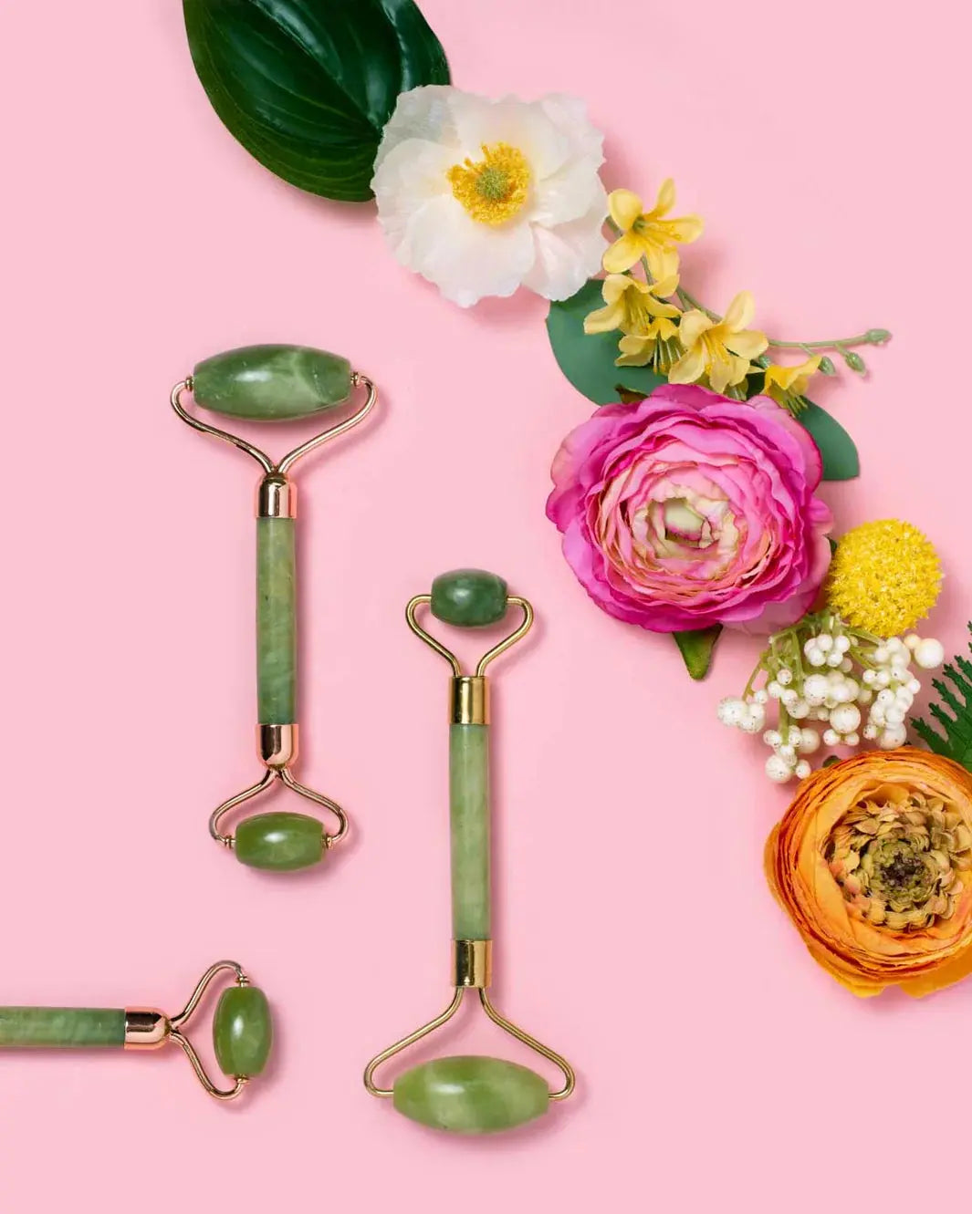 Earth Harbor | ISLAND JADE Rose Gold Gemstone Facial Roller - Essentiallydestinyy