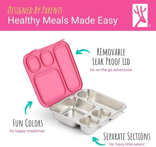 Elk and Friends | Kids Stainless Steel Bento Box (with Silicone Lid) - Essentiallydestinyy