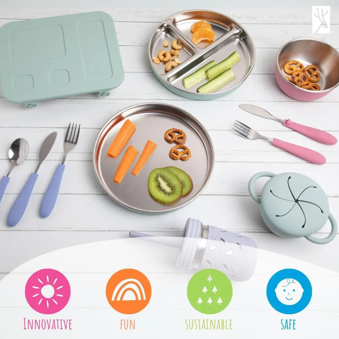 Elk and Friends | Kids Stainless Steel Bento Box (with Silicone Lid) - Essentiallydestinyy