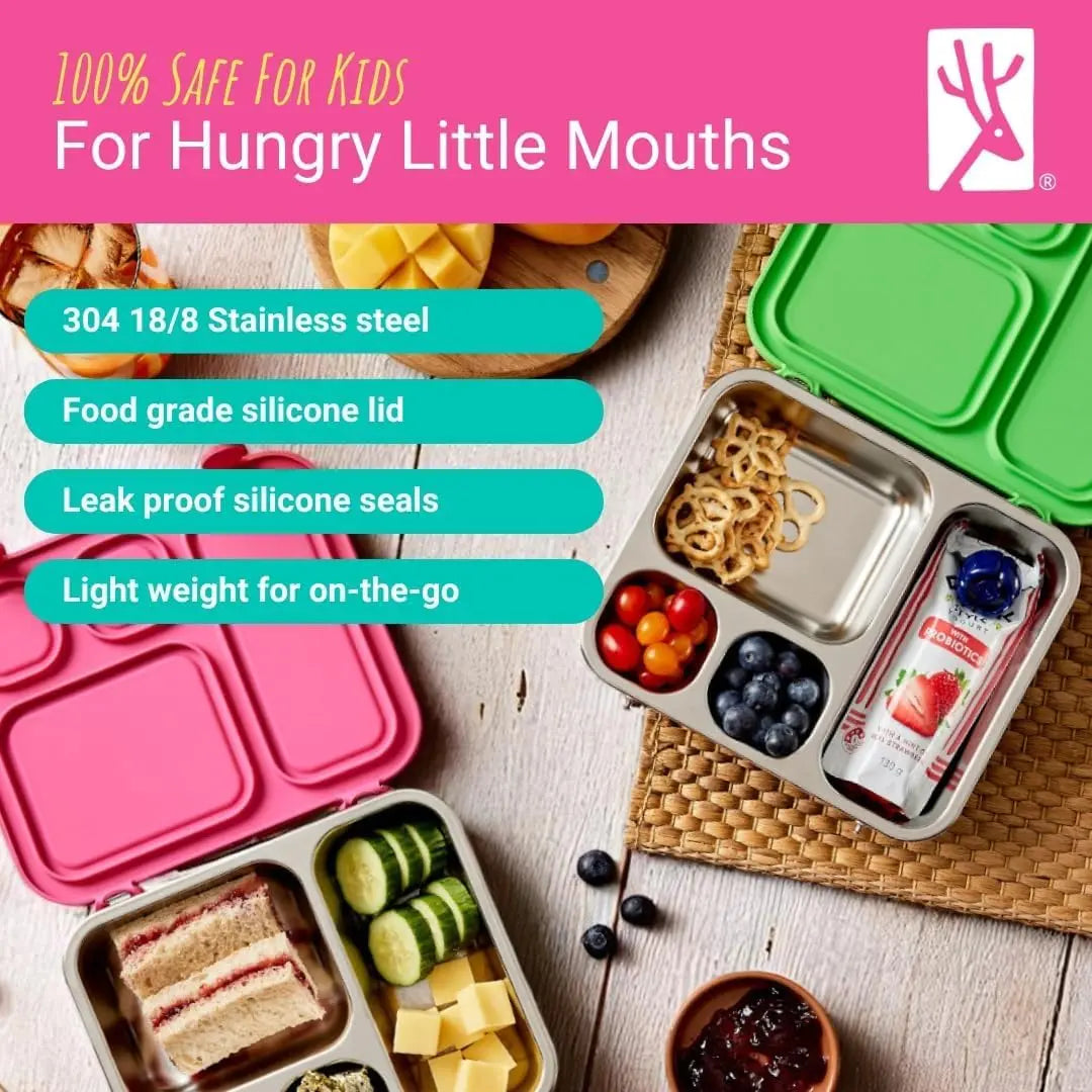Elk and Friends | Kids Stainless Steel Bento Box (with Silicone Lid) - Essentiallydestinyy
