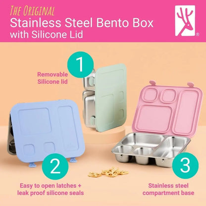 Elk and Friends | Kids Stainless Steel Bento Box (with Silicone Lid) - Essentiallydestinyy