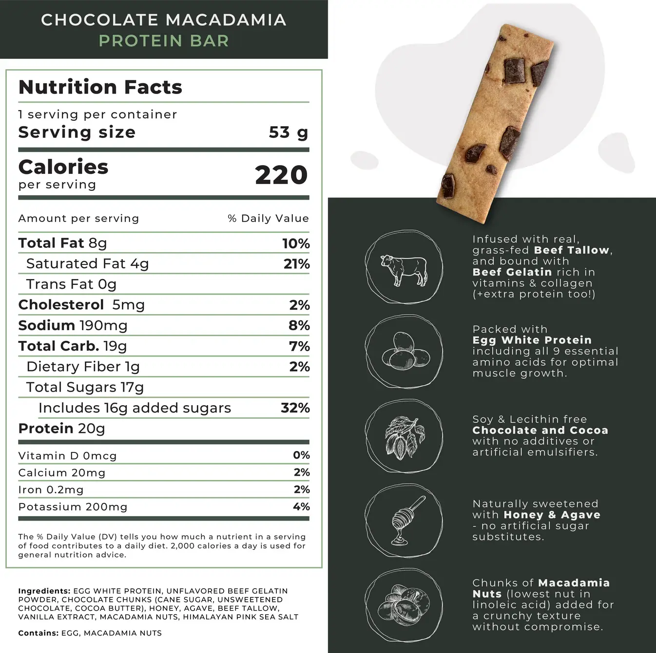 Gaia Seed Oil Free Chocolate Macadamia Protein Bar - Essentiallydestinyy