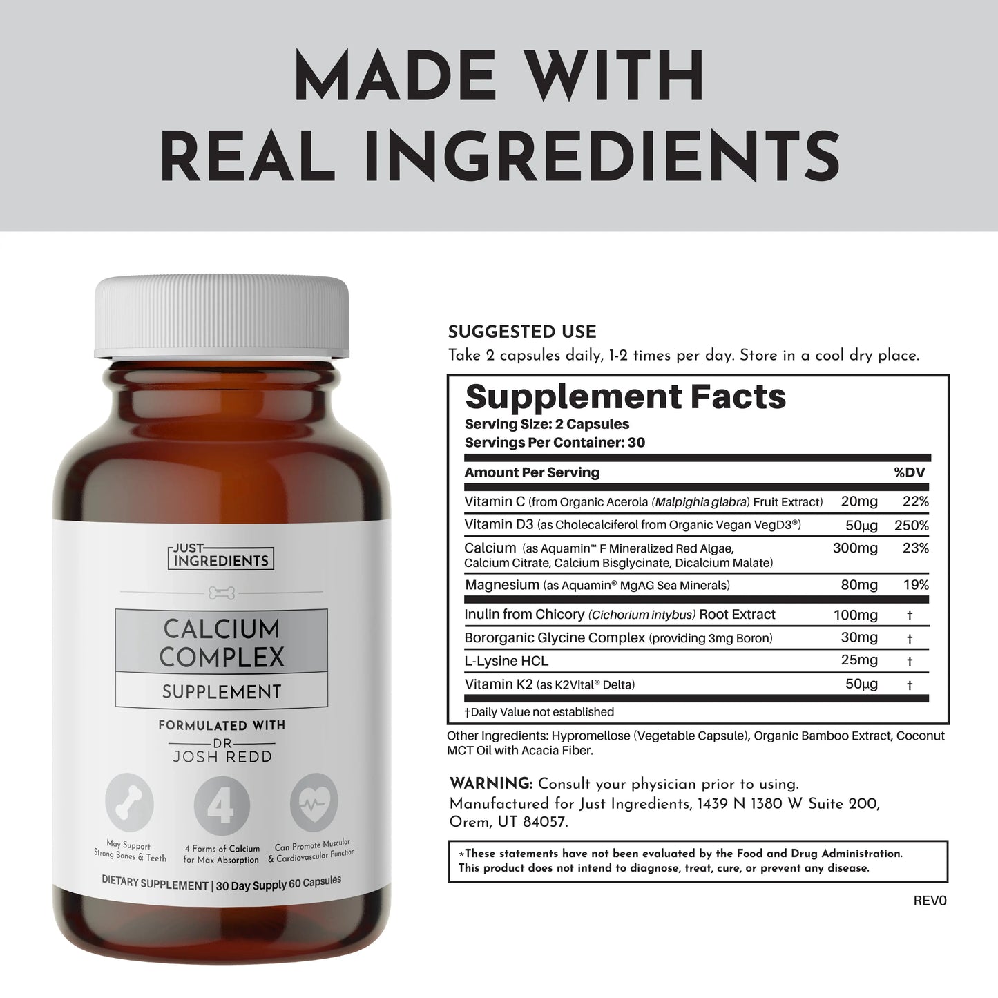 Just Ingredients Calcium Complex - Essentiallydestinyy