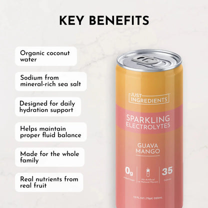 Just Ingredients Guava Mango Sparkling Electrolytes (8 pack) - Essentiallydestinyy