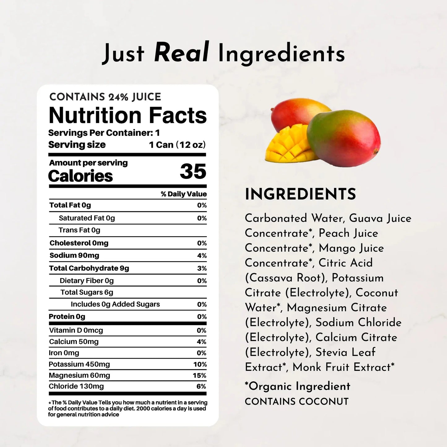 Just Ingredients Guava Mango Sparkling Electrolytes (8 pack) - Essentiallydestinyy