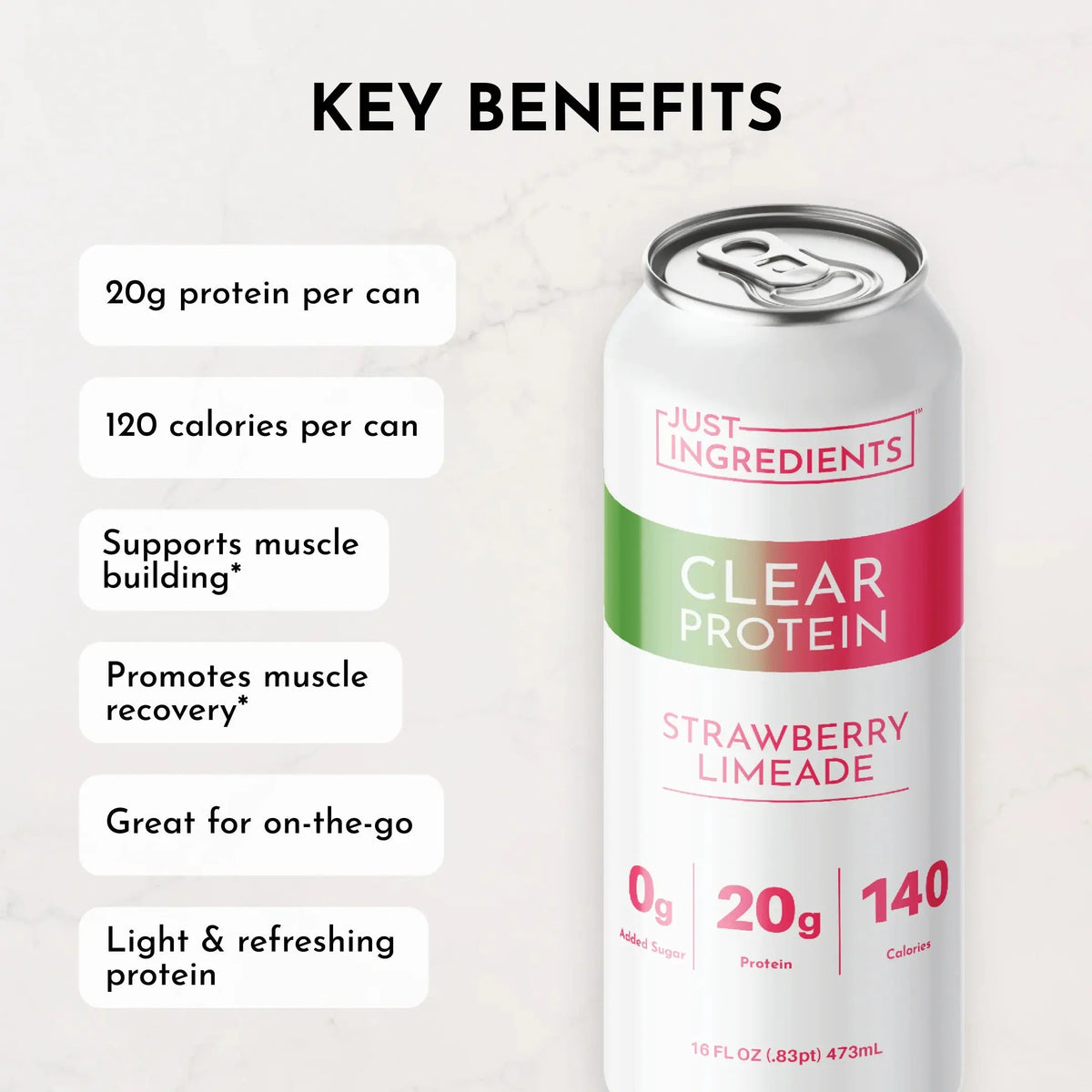Just Ingredients Strawberry Limeade Clear Protein (12 Pack) - Essentiallydestinyy