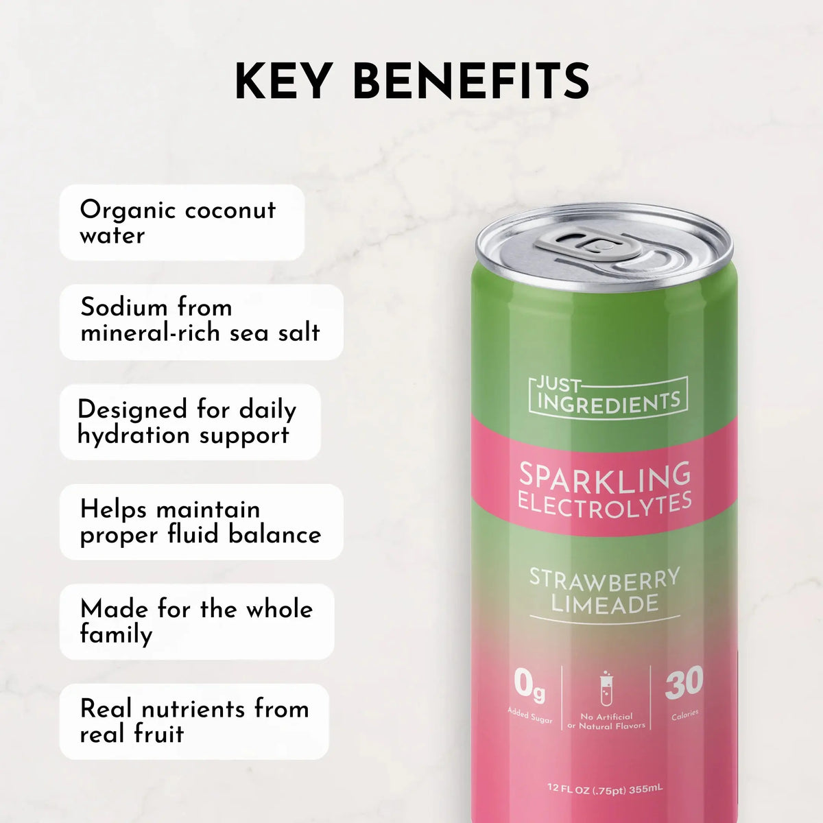 Just Ingredients Strawberry Limeade Sparkling Electrolytes (8 pack) - Essentiallydestinyy