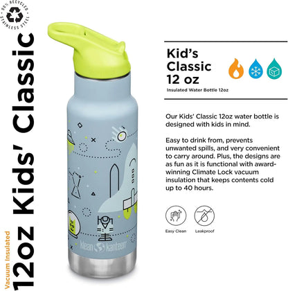 Klean Kanteen | Classic Kid's Insulated Water Bottle with Flip Seal Sport Cap (12oz) - Essentiallydestinyy