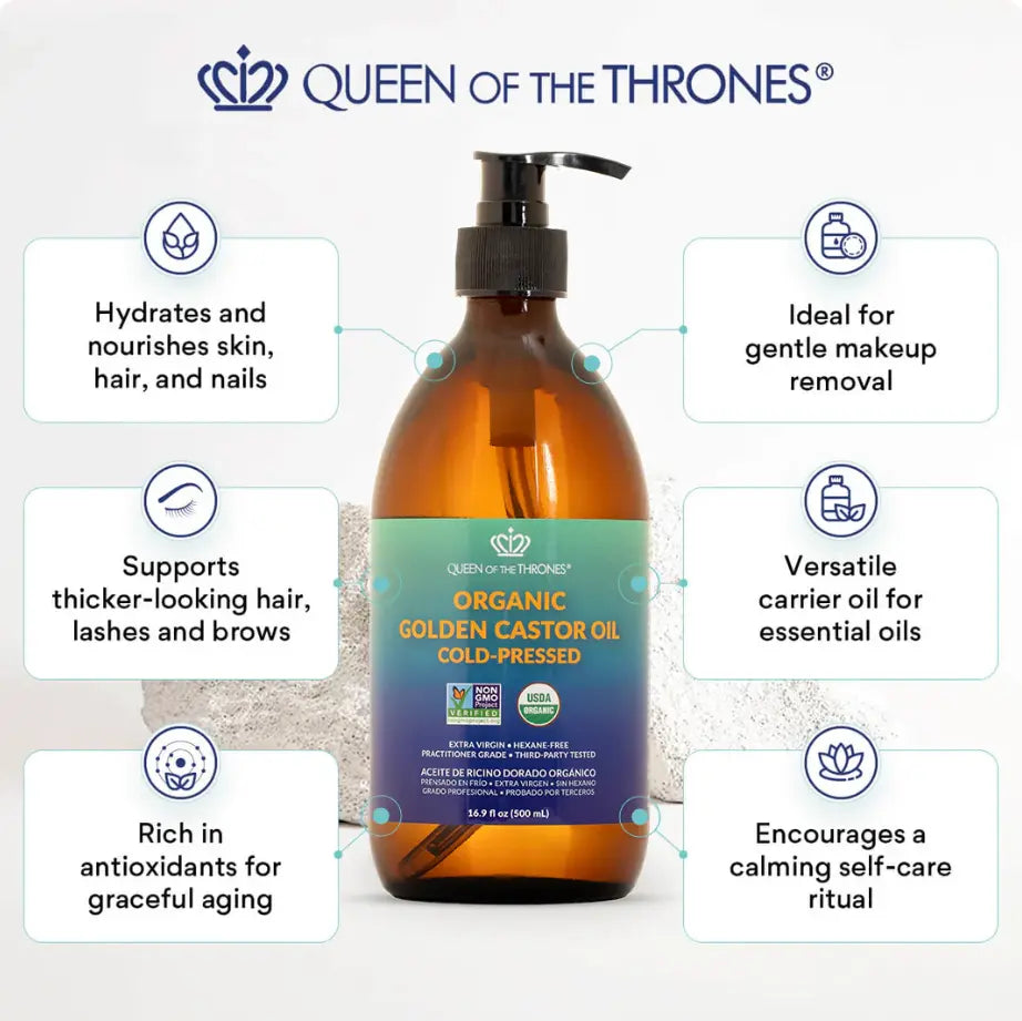 Organic Golden Castor Oil 16.9oz - Essentiallydestinyy