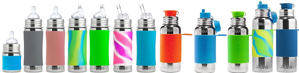 Pura | Stainless Steel Water Bottle with Interchangeable Lids - Essentiallydestinyy