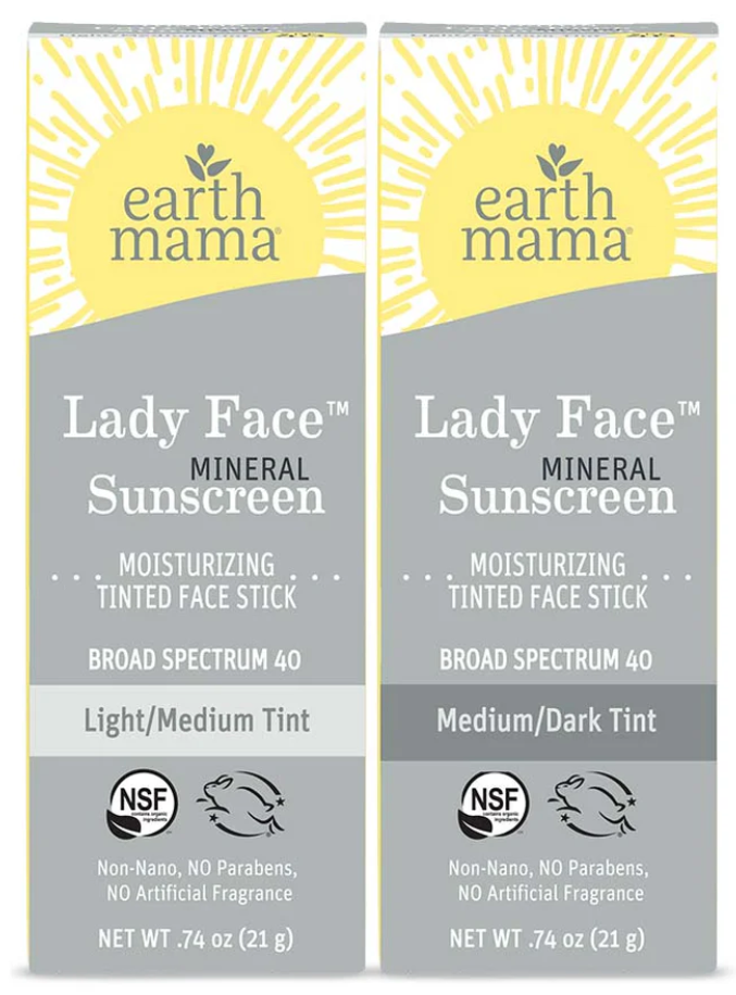 Earth Mama Lady Face® Tinted Mineral Sunscreen Face Stick SPF 40