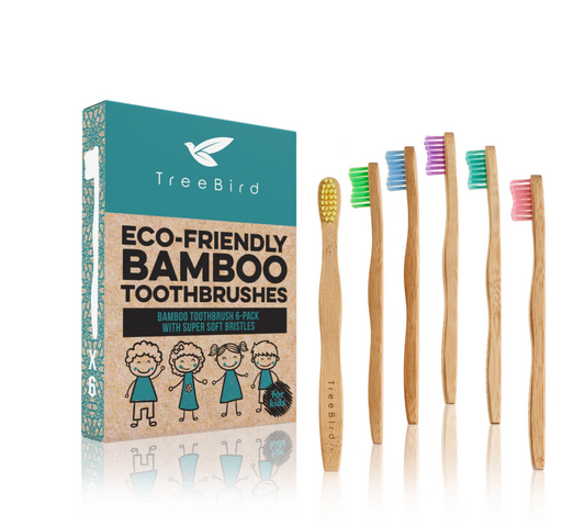 TreeBird Kids' Bamboo Toothbrush 6-Pack