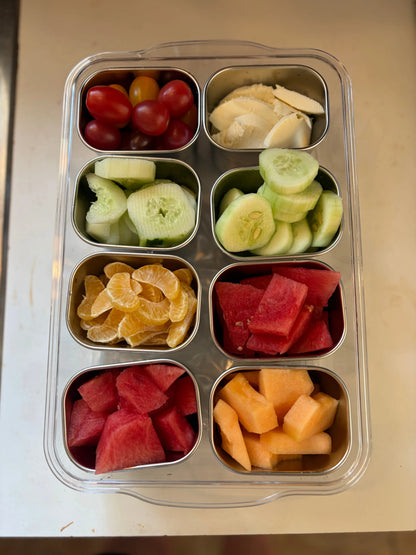 Stainless Steel Snackle Box with Ice Pack + Insulated Bag (8 Compartments) - Essentiallydestinyy