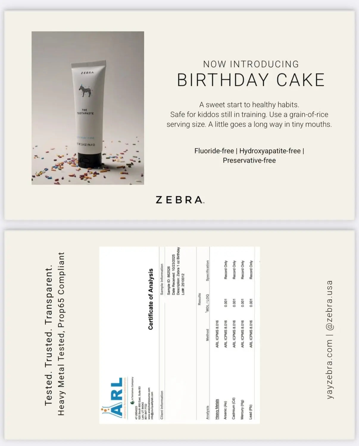 Zebra Birthday Cake Kids Toothpaste - Essentiallydestinyy