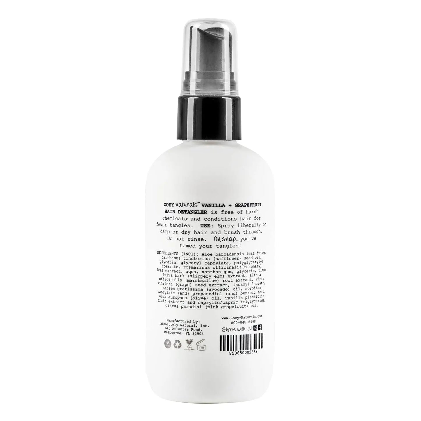 Zoey Naturals - Vanilla Grapefruit Hair Detangler Spray for Kids - Essentiallydestinyy